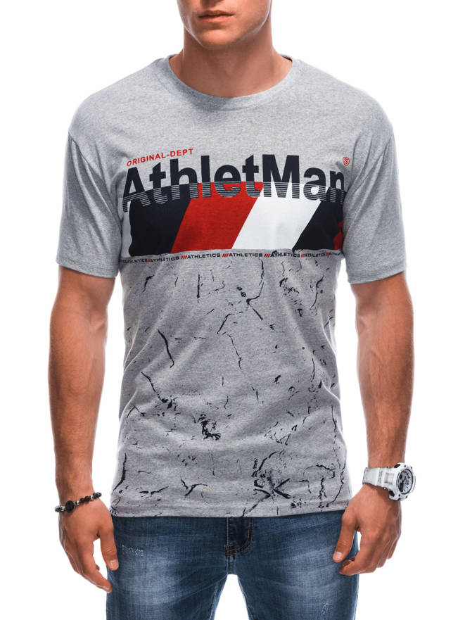 Men's printed t-shirt S1887 - grey