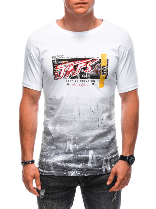 Men's printed t-shirt S1890 - white