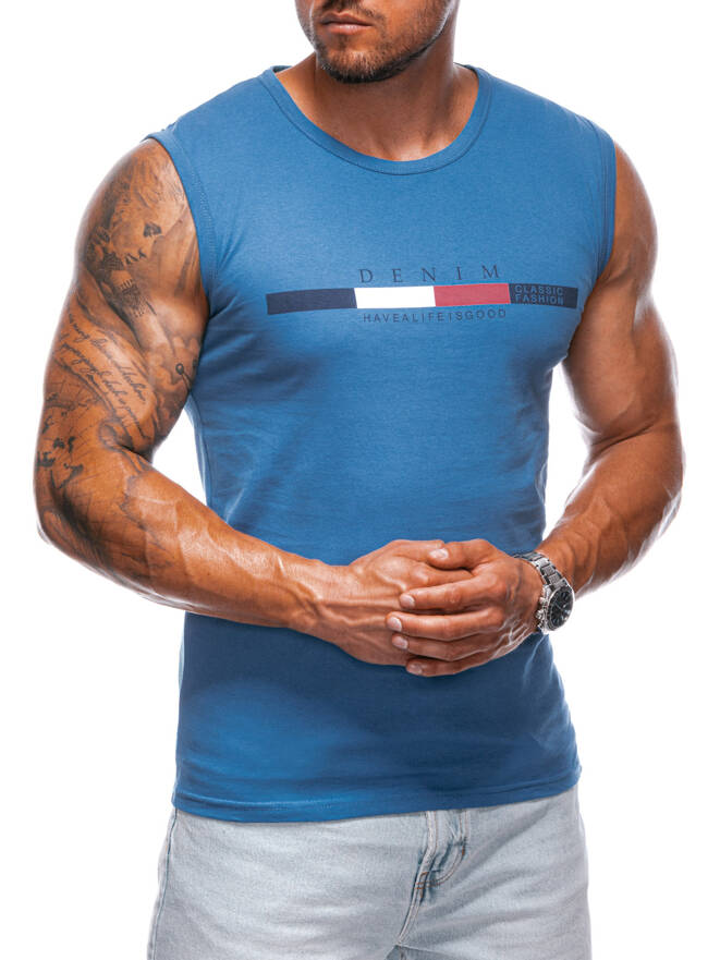 Men's printed tank top S1955 - blue