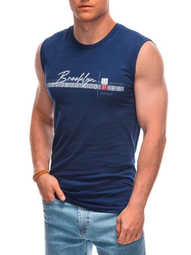 Men's printed tank top S1969 - navy