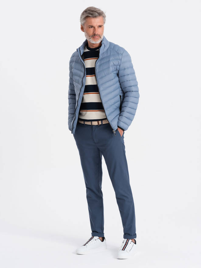 Men's quilted jacket - light blue V8 C528