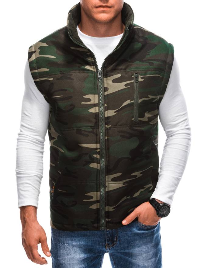 Men's quilted vest V62 - green/camo