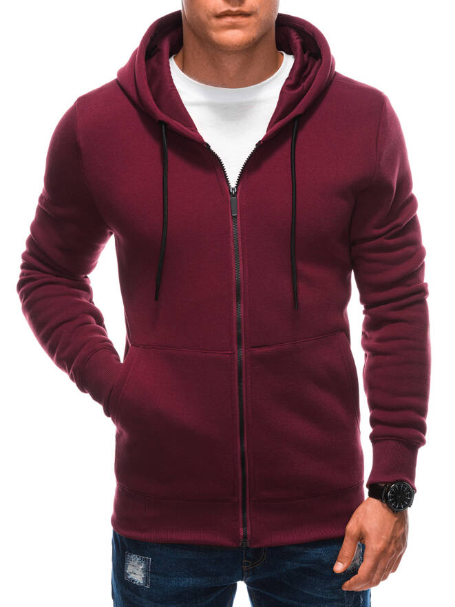 Men's unbuttoned hooded sweatshirt EM-SSZP-22FW-015 - maroon V7