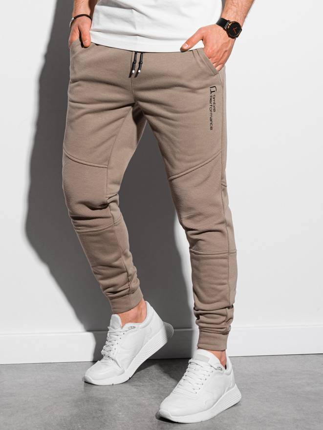 Patchwork men's sweatpants joggers OM-PASK-22FW-013 - brown V4