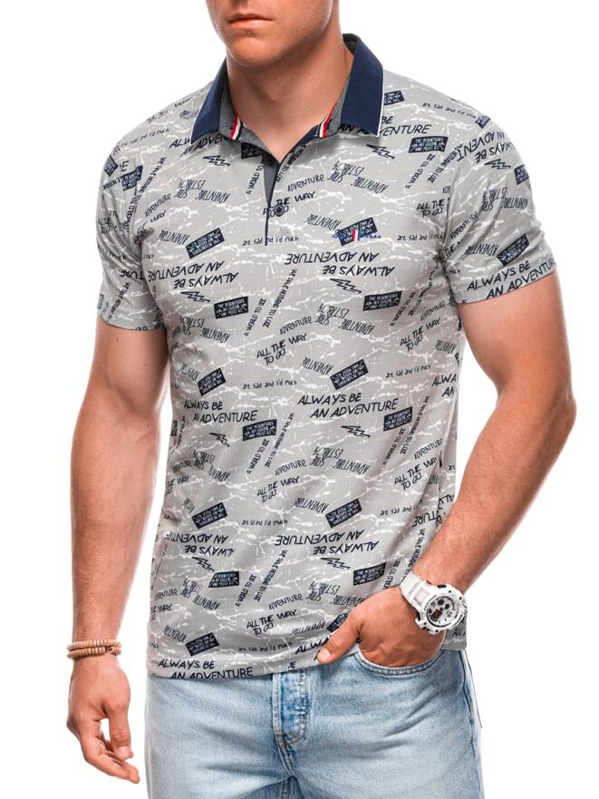 Printed Men's Polo Shirt S1998 - grey