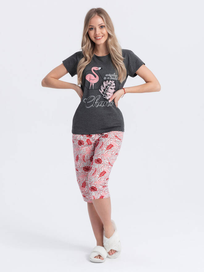 Women's pyjamas ULR114 - dark grey/pink