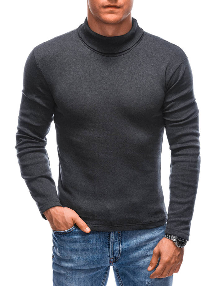 Men's polo neck E213 - grey melange