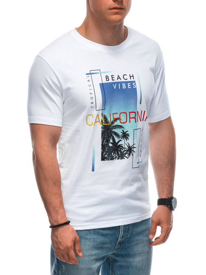 Men's printed t-shirt S1950 - white