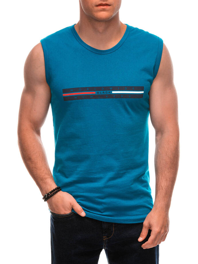 Men's printed tank top S1956 - turquoise