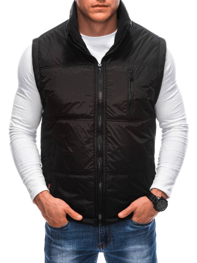 Men's quilted vest V62 - black