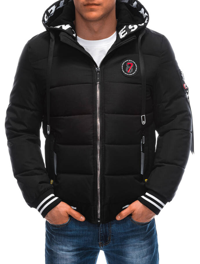 Men's quilted winter jacket 575C - black