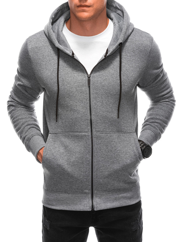 Men's unbuttoned hooded sweatshirt EM-SSZP-22FW-015 - grey melange V8