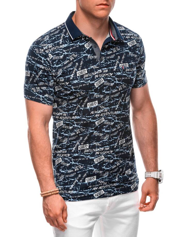 Printed Men's Polo Shirt S1998 - navy