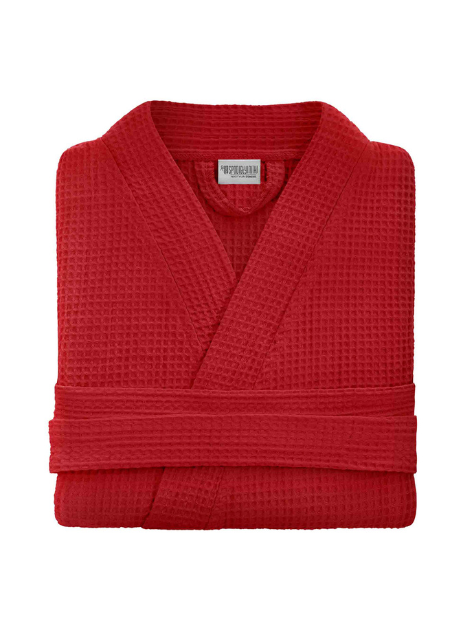 Waffle bathrobe A619 - red