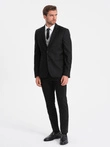 Męska klasyczna marynarka z kieszenią na poszetkę - czarna V4 OM-BLZB-0115