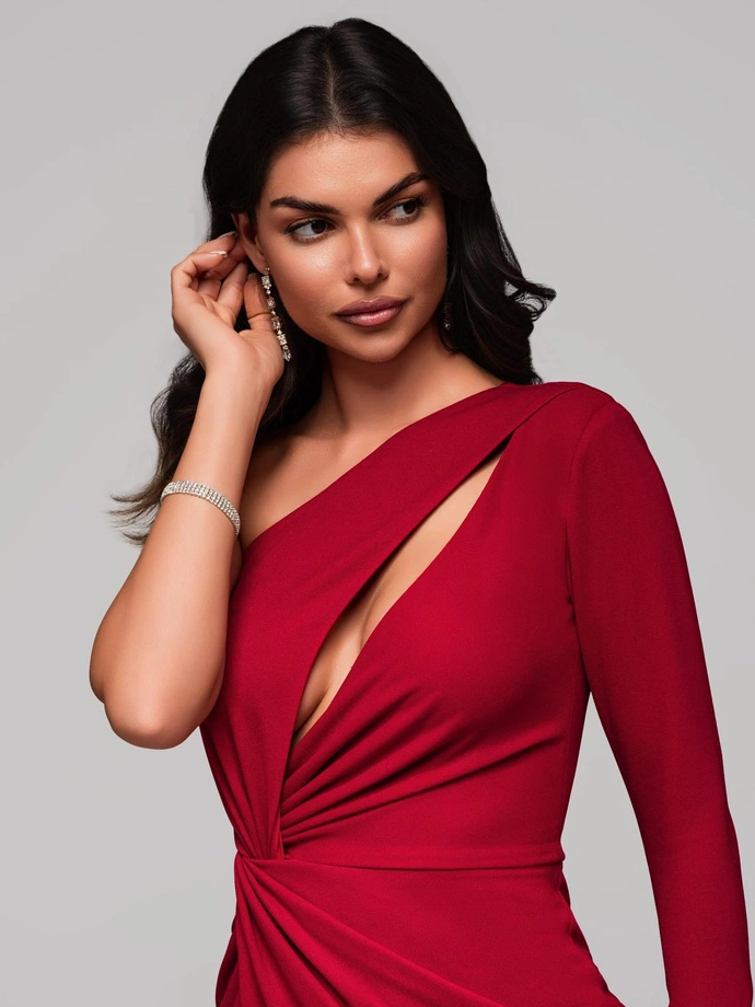 Sukienka maxi GRACE DLR163 - ciemnoczerwona