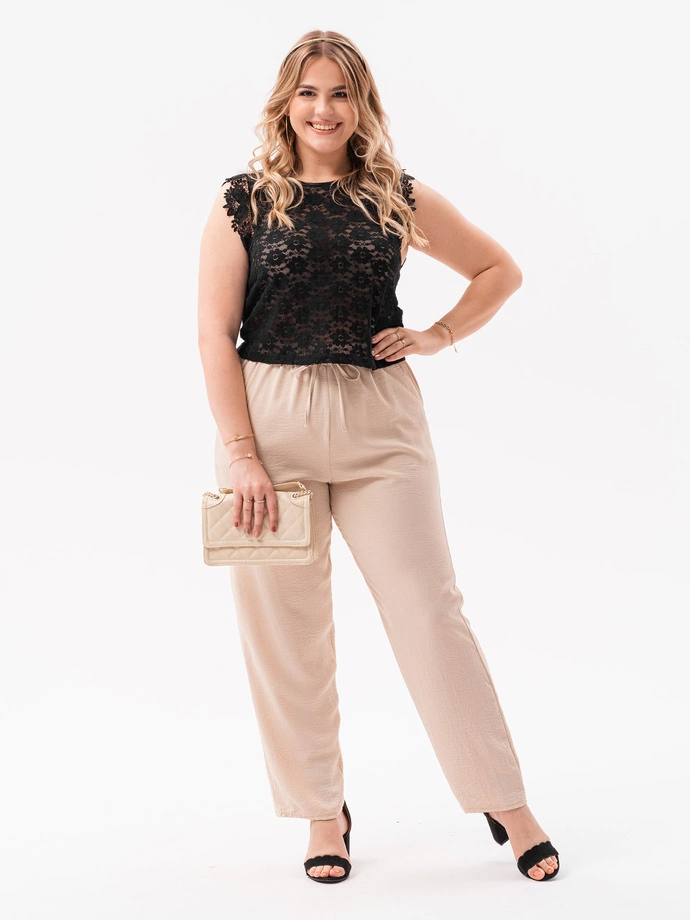 Spodnie damskie kuloty Plus Size 158PLR - beżowe