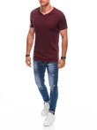 T-shirt męski basic V-neck EM-TSBS-0101 - bordowy V10