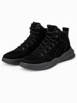 Buty męskie sneakersy wysokie - czarne V3 T380