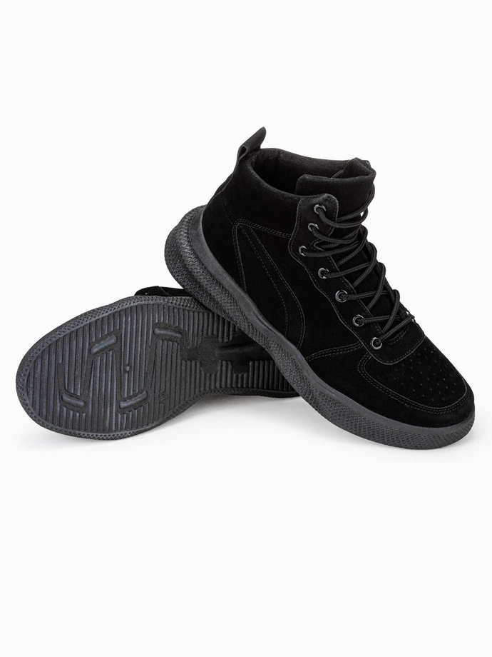 Buty męskie sneakersy wysokie - czarne V3 T380