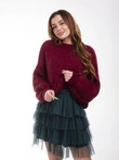 Sweter damski pudełkowy ELR025 - bordowy