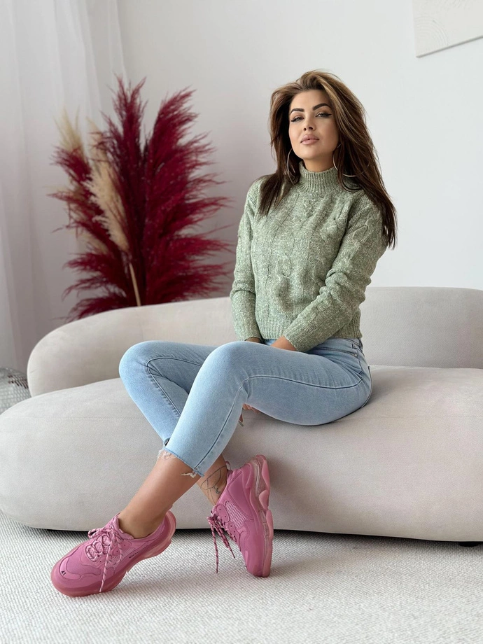 Sweter damski 023ELR - oliwkowy