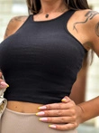 Top crop z prążka SLR090- czarna