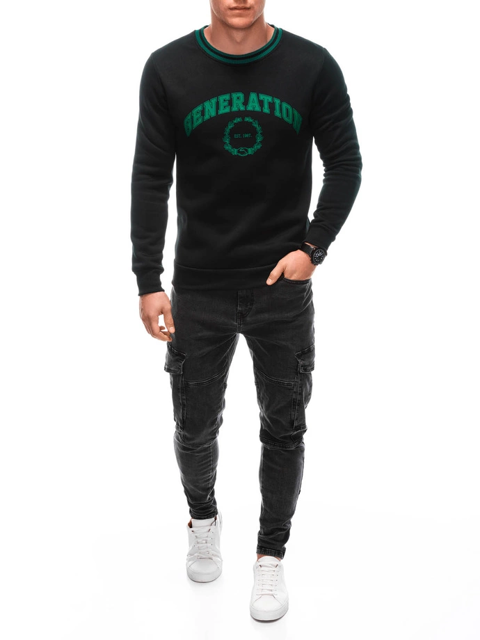 Bluza męska bez kaptura 1622B - czarna/zielona