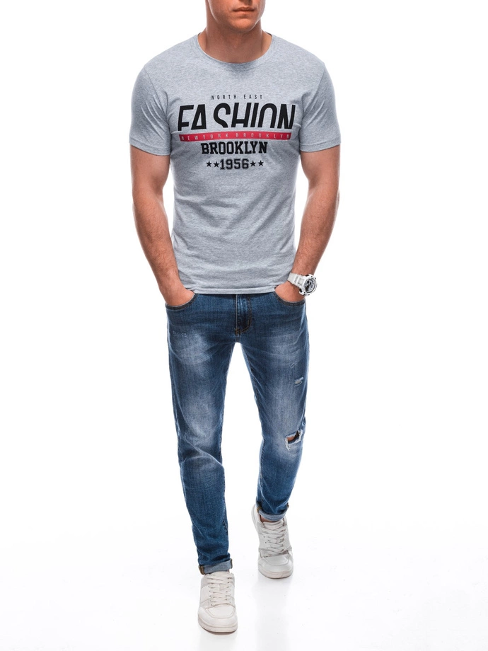T-shirt męski z nadrukiem 1933S - szary