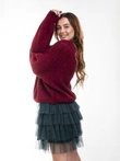 Sweter damski pudełkowy ELR025 - bordowy