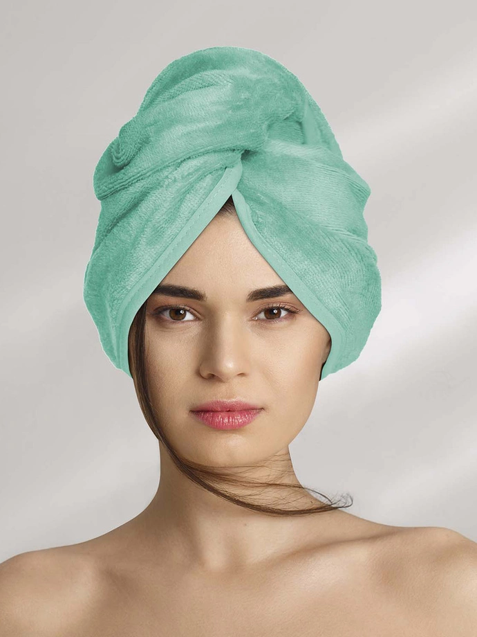 Ręcznik Turban do włosów Button 622A - miętowy