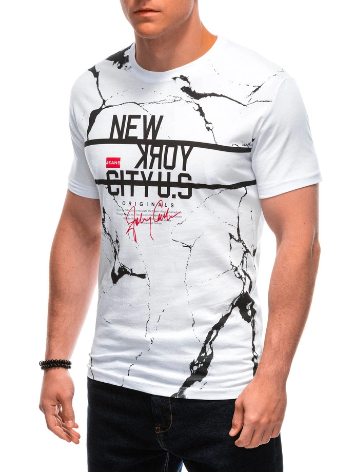 T-shirt męski z nadrukiem 1957S - biały