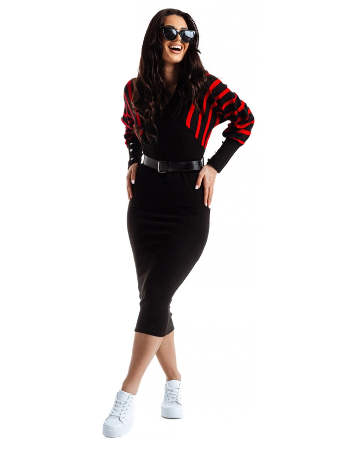 Sukienka damska 094DLR - czarna/czerwona