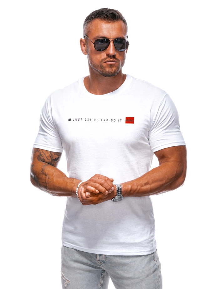 T-shirt męski z nadrukiem 2013S - biały