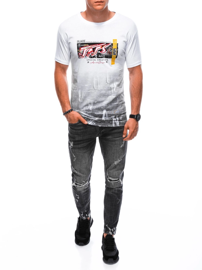 T-shirt męski z nadrukiem 1890S - biały