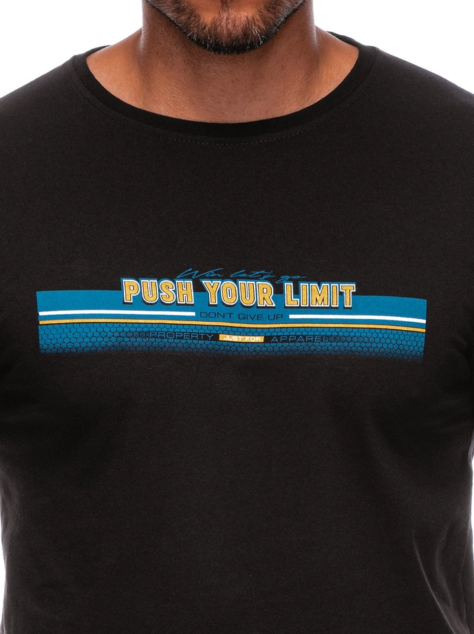 T-shirt męski z nadrukiem 1846S - czarny