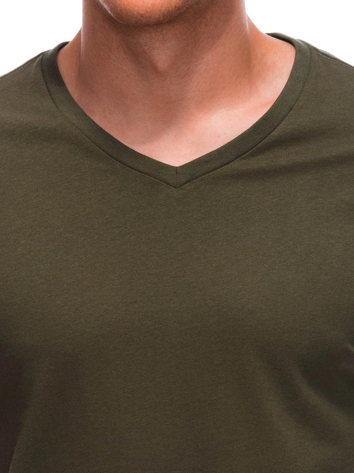 T-shirt męski basic V-neck EM-TSBS-0101 - oliwkowy V9