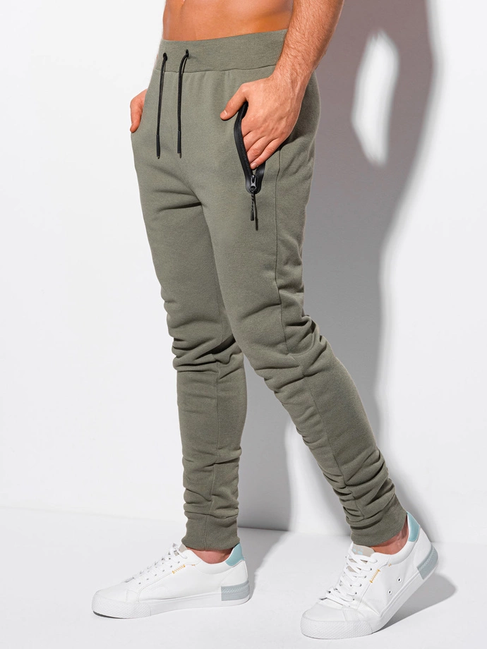 Spodnie męskie dresowe 1110P - ciemnooliwkowe