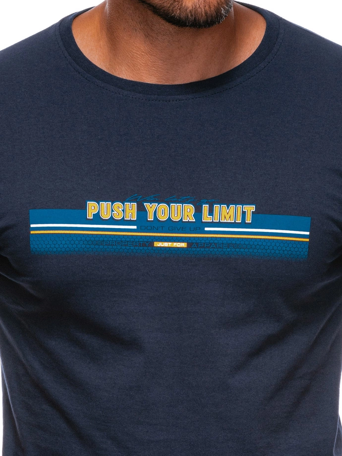 T-shirt męski z nadrukiem 1846S - granatowy