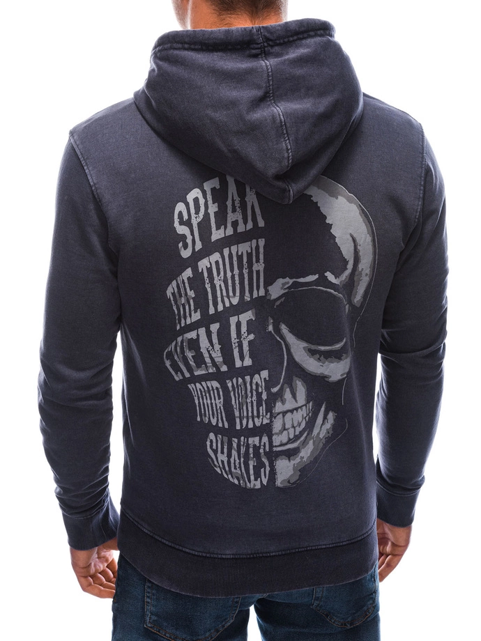Bluza męska rozpinana z nadrukiem 1280B - granatowa