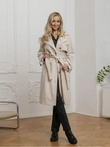 Modny płaszcz damski CLR038 - beżowy