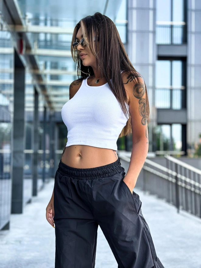 Top crop z prążka SLR090- biały