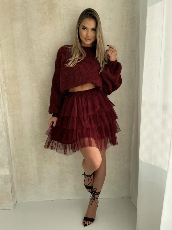 Spódnica damska GLR017 - bordowa