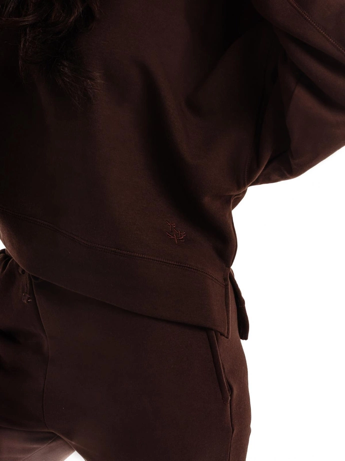 Spodnie damskie dresowe PLR265 - brązowe