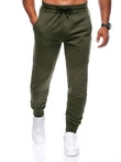 Patchworkowe spodnie męskie dresowe joggery OM-PASK-22FW-013 - ciemnooliwkowe V3