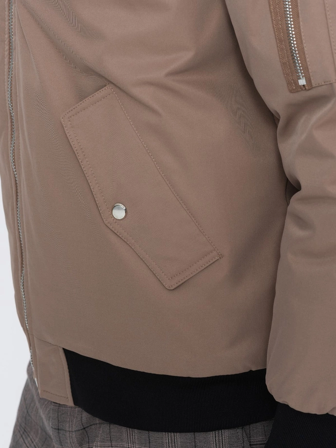 Kurtka męska ocieplana bomberka 516C - beżowa V9