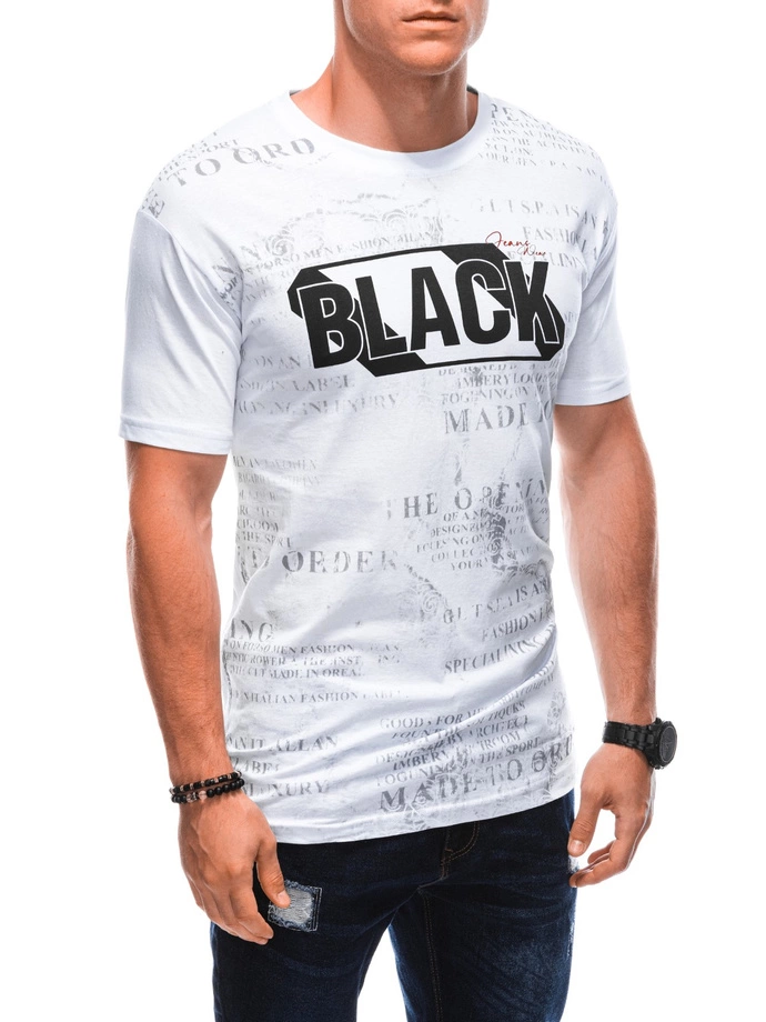 T-shirt męski z nadrukiem 1903S - biały