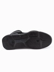 Męskie buty sneakersy za kostkę z rzeźbioną podeszwą – czarne V1 OM-FOBO-0122