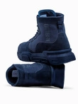 Męskie buty sneakersy za kostkę z rzeźbioną podeszwą – granatowe V4 OM-FOBO-0122