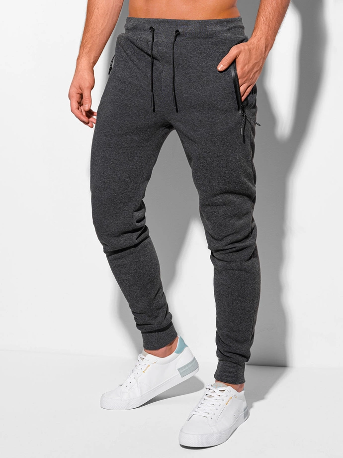 Spodnie męskie dresowe 1110P - ciemnoszary melanż